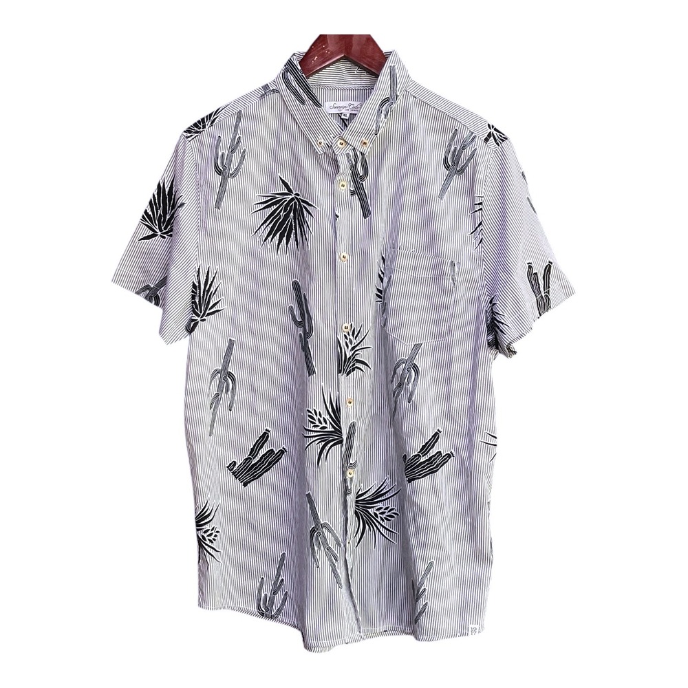 Sovereign Code Cactus Print Button Up Short Sleeve Shirt -‎ XL